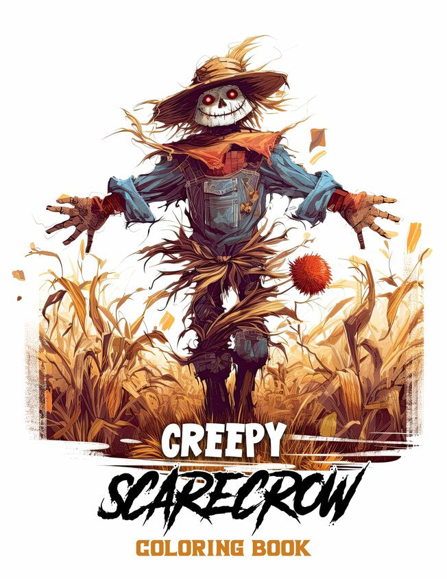 Creepy scarecrow 30 Pages Printable Coloring Book