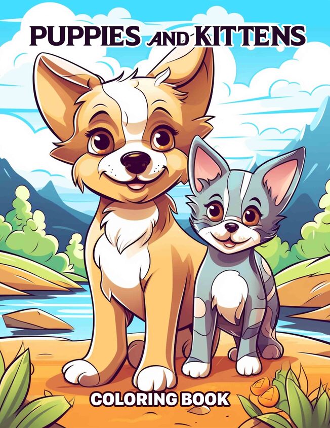 Puppies and Kittens 30 Pages Printable Coloring Book
