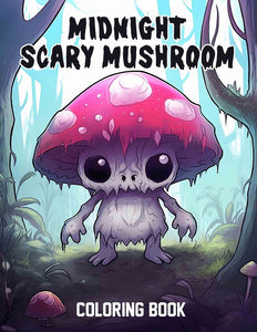 Midnight Scary Mushroom 30 Pages Printable Coloring Book