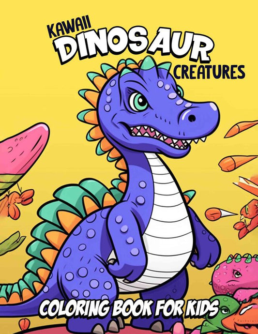 Kawaii Dinosaur Creatures For Kids 30 Pages Printable Coloring Book