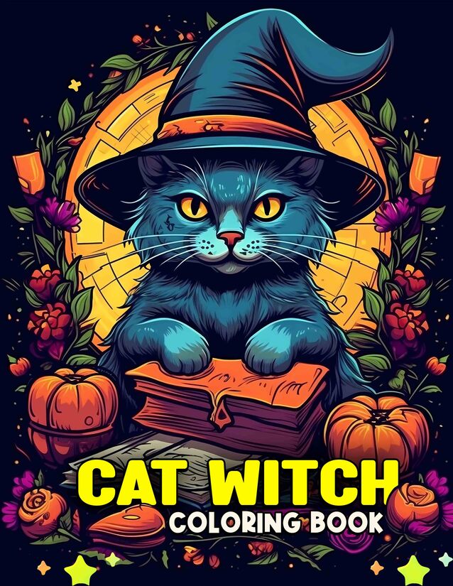 Cat Witch 30 Pages Printable Coloring Book