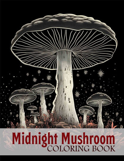 Midnight Mushroom 30 Pages Printable Coloring Book