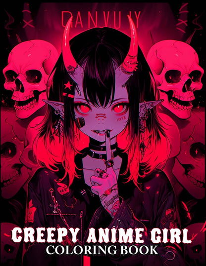 Creepy Anime Girl 30 Pages Printable Coloring Book