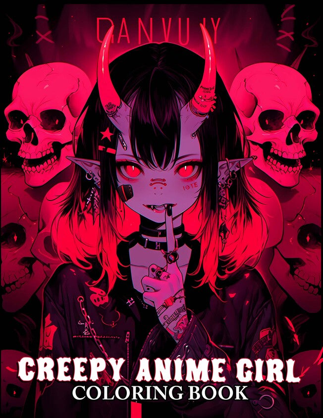 Creepy Anime Girl 30 Pages Printable Coloring Book