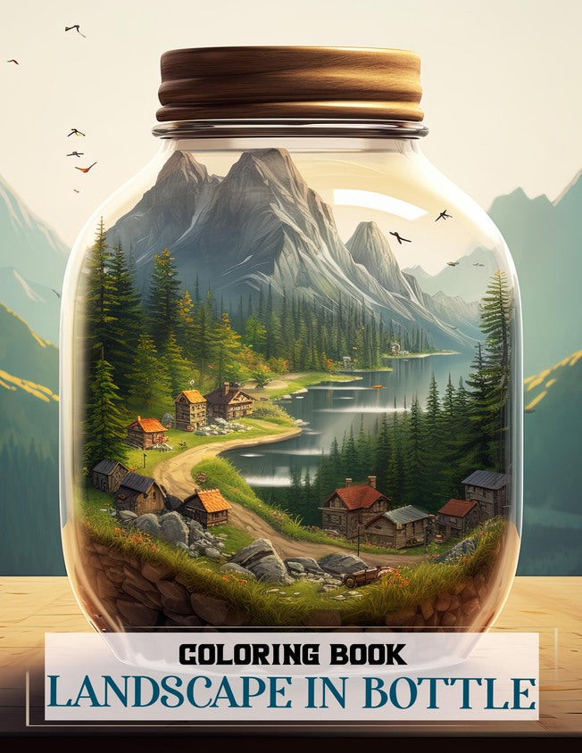 Landscape In Bottle 30 Pages Printable Coloring Book