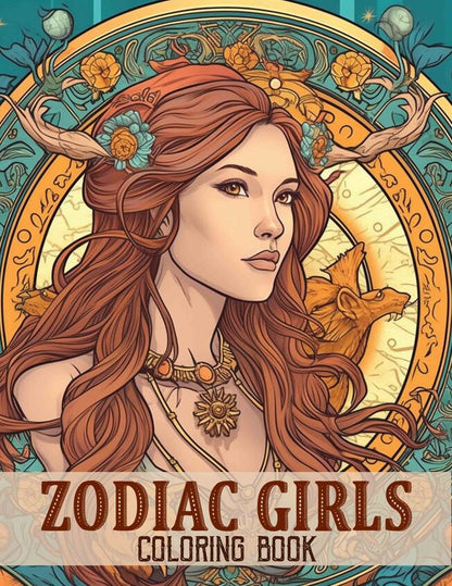 Zodiac Girls 30 Pages Printable Coloring Book