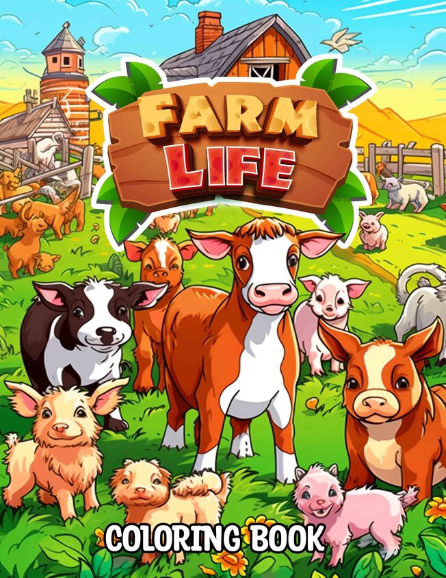 Farm Life For Kids 30 Pages Printable Coloring Book