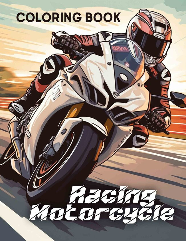 Racing Motorcycle 30 Pages Printable Coloring Book