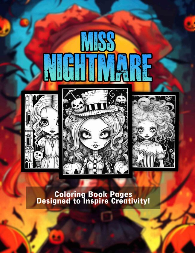 Miss Nightmare 30 Pages Printable Coloring Book