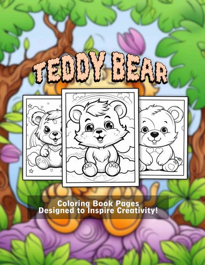 Teddy Bear 30 Pages Printable Coloring Book