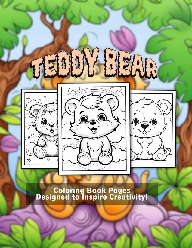 Teddy Bear 30 Pages Printable Coloring Book