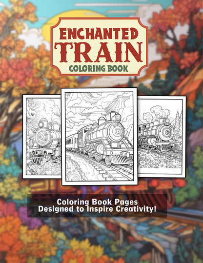 Enchanted Train 25 Pages Printable Coloring Book