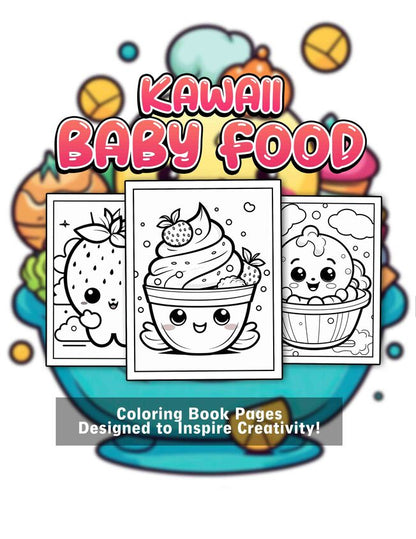 Kawaii Baby Food 30 Pages Printable Coloring Book