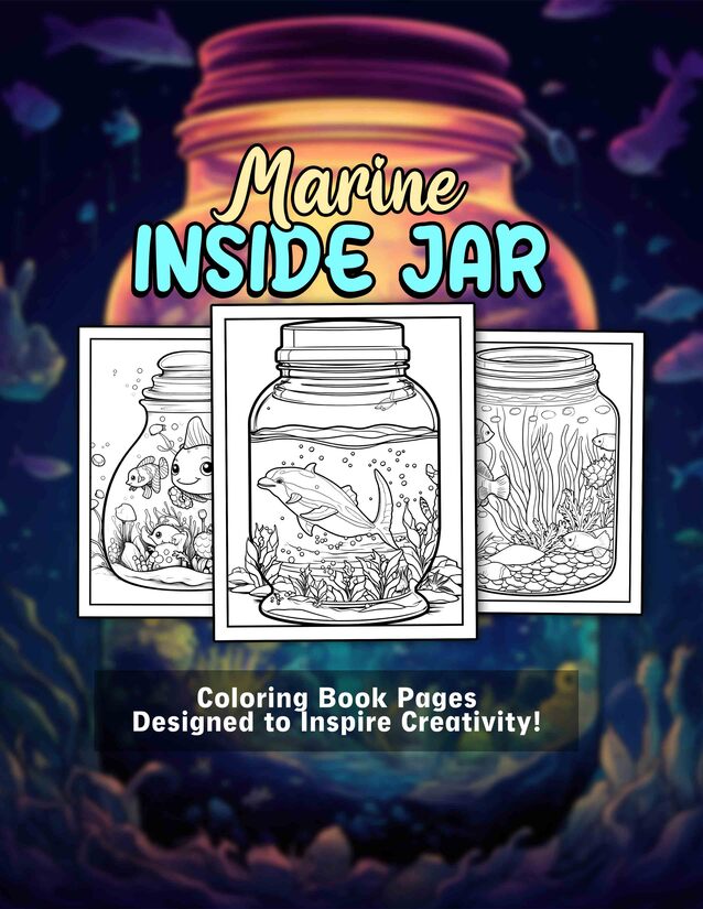 Marine Inside Jar 30 Pages Printable Coloring Book