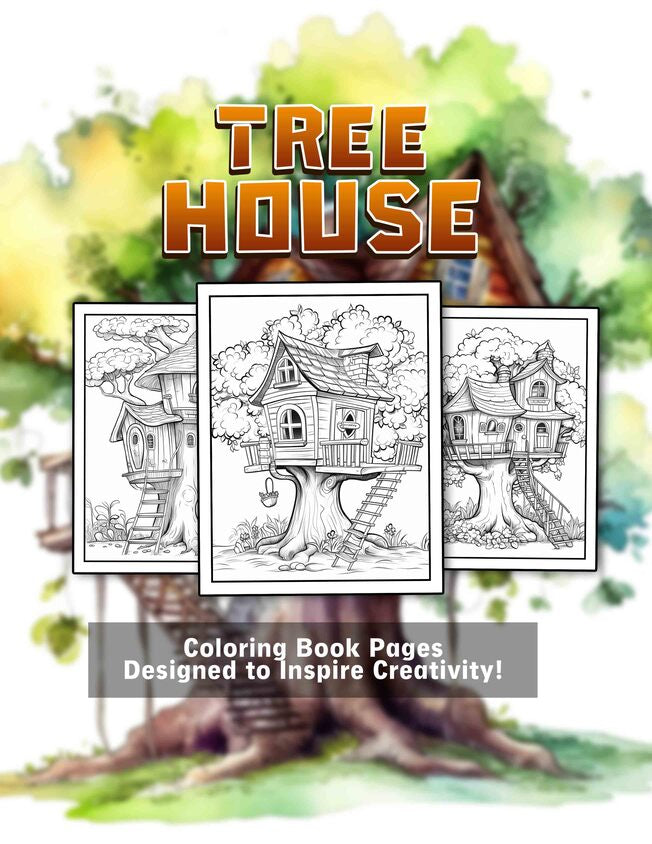 Tree House 30 Pages Printable Coloring Book