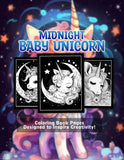 Midnight Baby Unicorn 30 Pages Printable Coloring Book