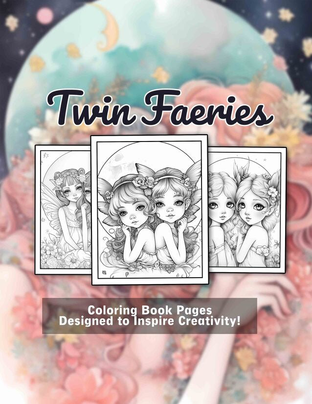 Twin Faeries 30 Pages Printable Coloring Book