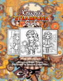 Kawaii Steampunk Girls 30 Pages Printable Coloring Book