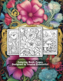 Enchanted Flowers 25 Pages Printable Coloring Book