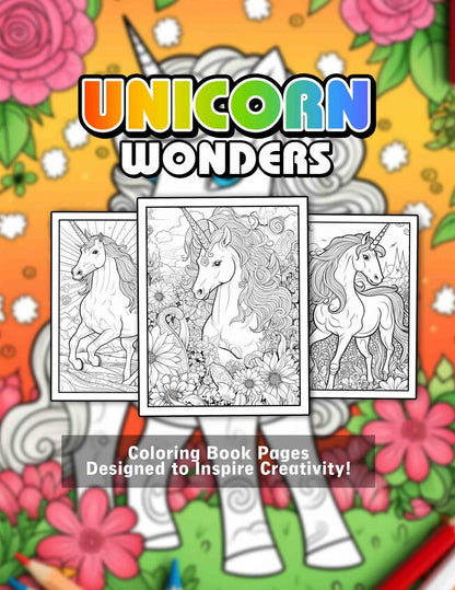 Unicorn Wonders 30 Pages Printable Coloring Book