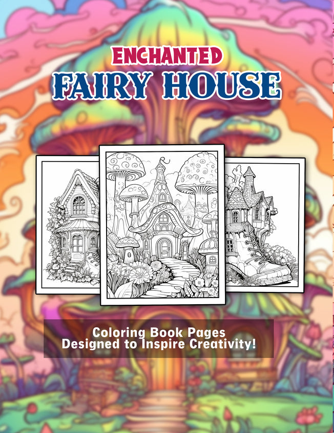 Enchanted Fairy House 25 Pages Printable Coloring Book