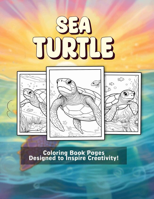 Sea Turtle 30 Pages Printable Coloring Book