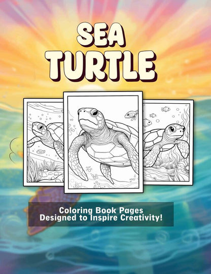 Sea Turtle 30 Pages Printable Coloring Book