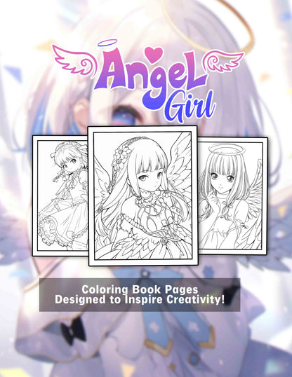Angel Girl 30 Pages Printable Coloring Book