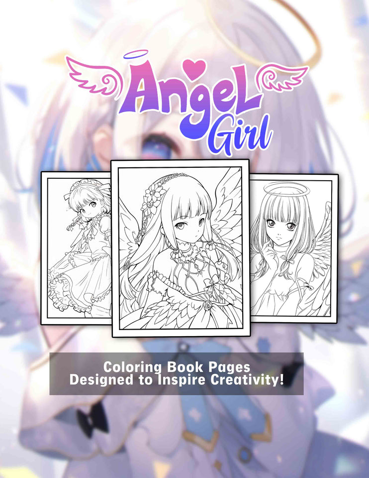 Angel Girl 30 Pages Printable Coloring Book