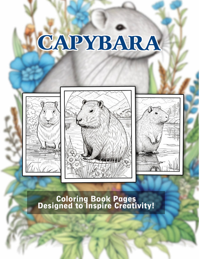 Capybara 30 Pages Printable Coloring Book