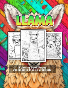 Llama 30 Pages Printable Coloring Book