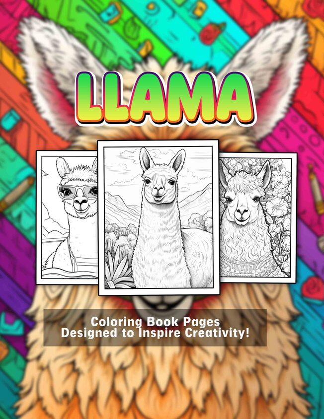 Llama 30 Pages Printable Coloring Book