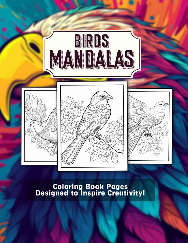 Birds Mandalas 30 Pages Printable Coloring Book