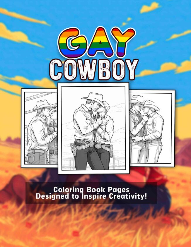 Gay Cowboy 30 Pages Printable Coloring Book