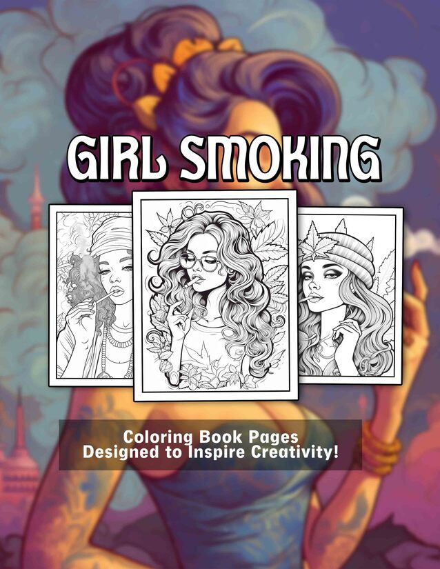 Girl Smoking 30 Pages Printable Coloring Book