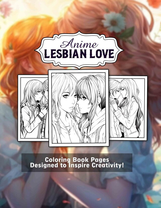 Anime Lesbian Love 30 Pages Printable Coloring Book