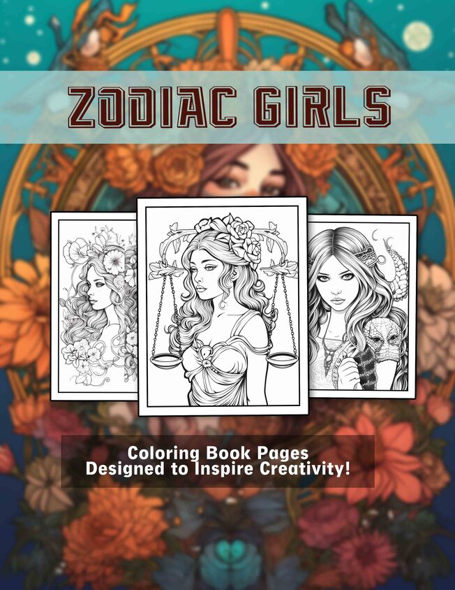 Zodiac Girls 30 Pages Printable Coloring Book
