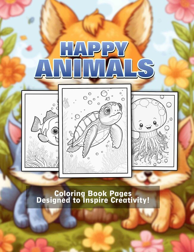 Happy Animals 30 Pages Printable Coloring Book