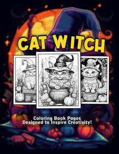 Cat Witch 30 Pages Printable Coloring Book