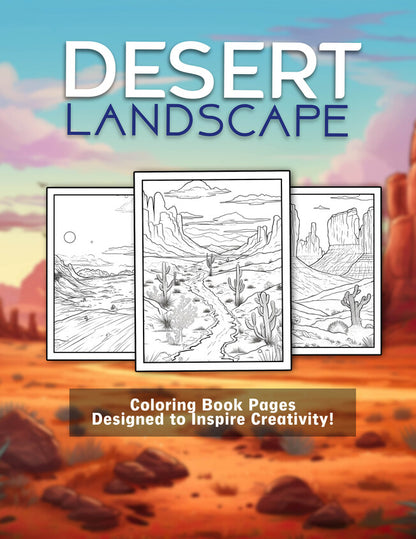 Desert Landscape 30 Pages Printable Coloring Book