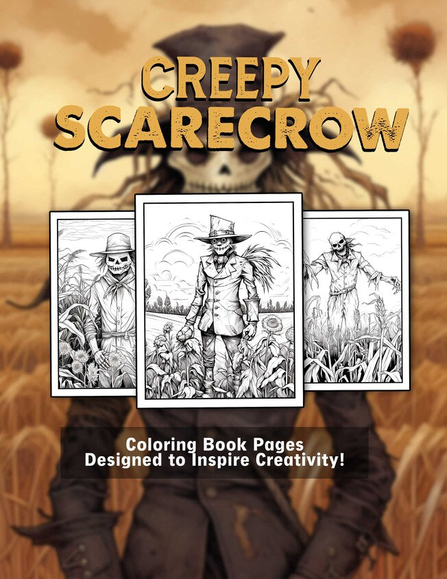 Creepy scarecrow 30 Pages Printable Coloring Book