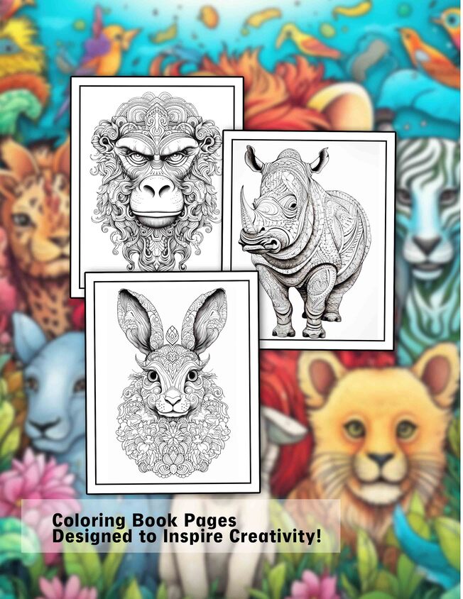 Animal Kingdom 25 Pages Printable Coloring Book