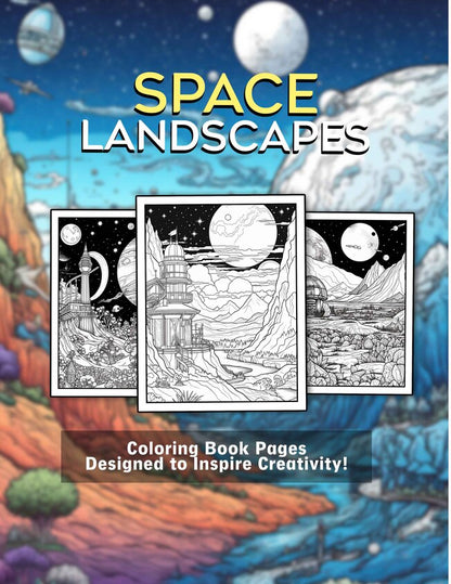 Space Landscapes 25 Pages Printable Coloring Book