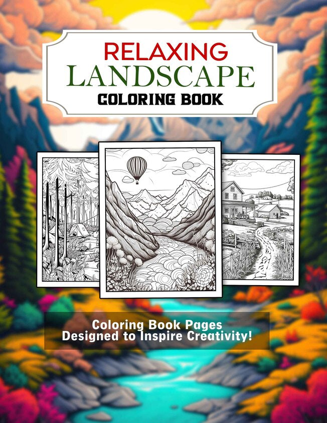 Relaxing Landscape 30 Pages Printable Coloring Book