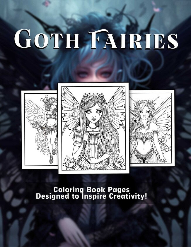 Goth Fairies 30 Pages Printable Coloring Book