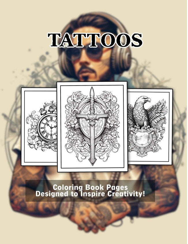 Tattoos Coloring Book 30 Pages Printable Coloring Book