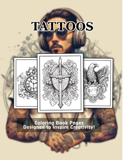 Tattoos Coloring Book 30 Pages Printable Coloring Book