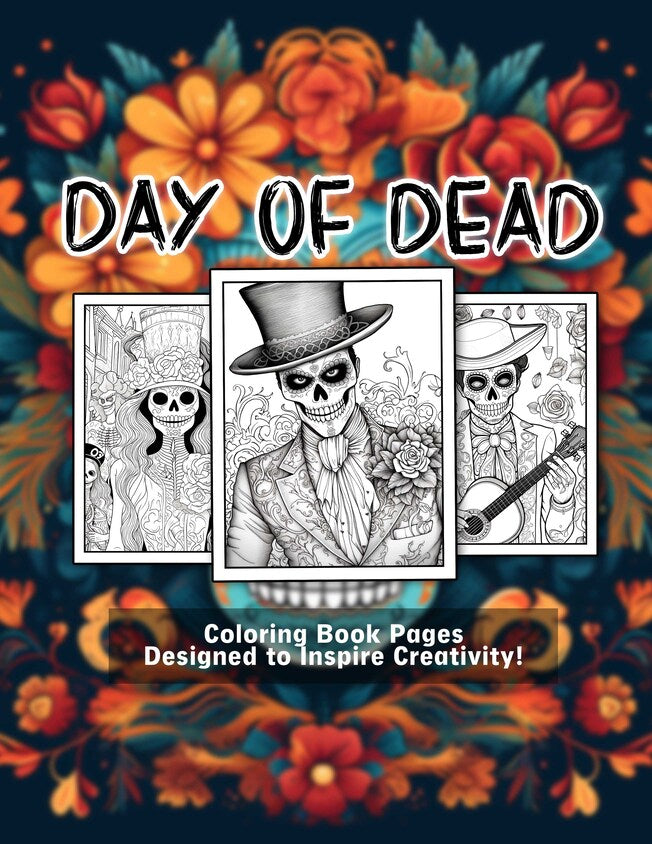 Day Of Dead 30 Pages Printable Coloring Book