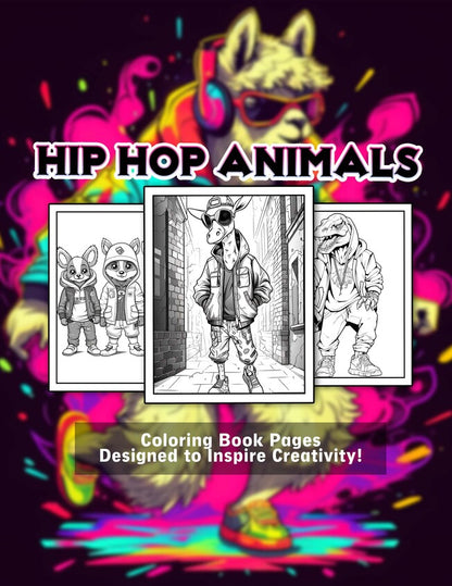 Hip Hop Animals 30 Pages Printable Coloring Book