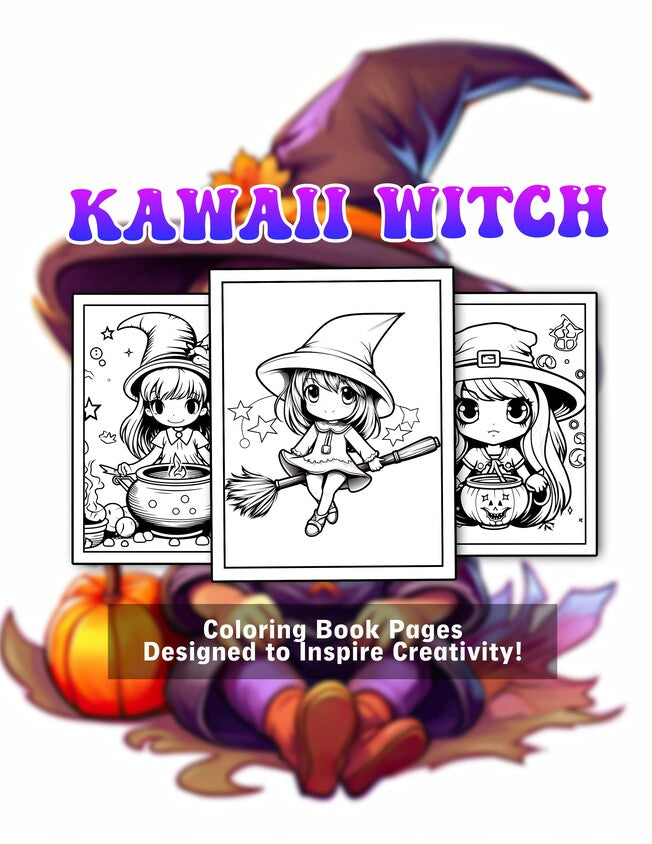 Kawaii Witch 30 Pages Printable Coloring Book